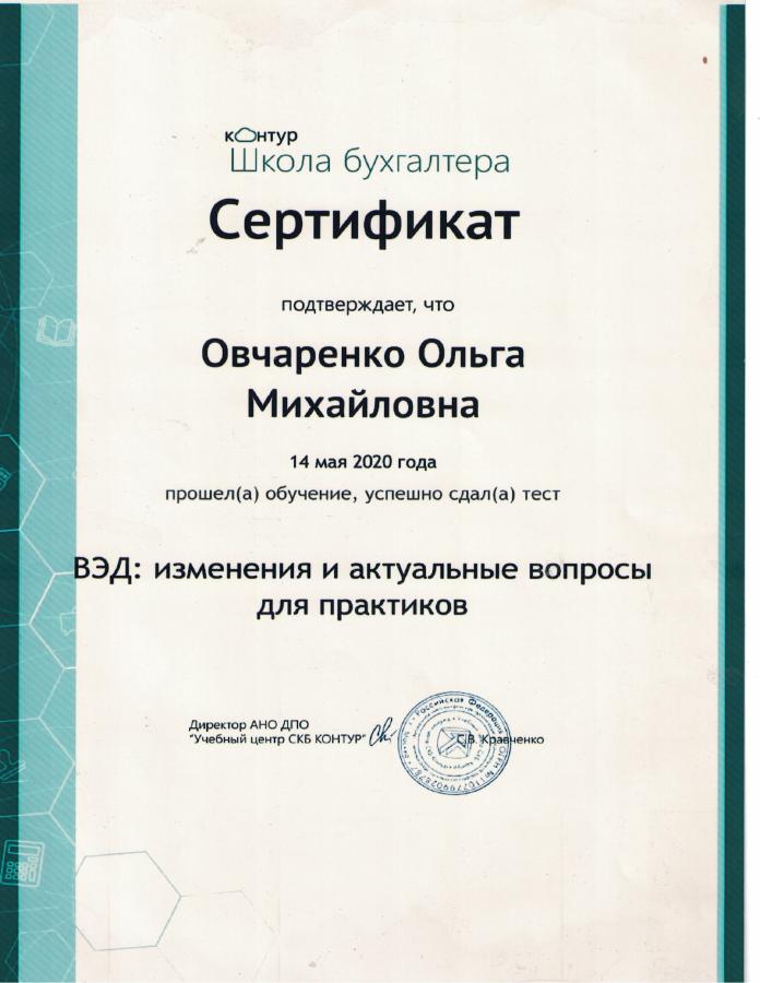 Свидетельство ВЭД